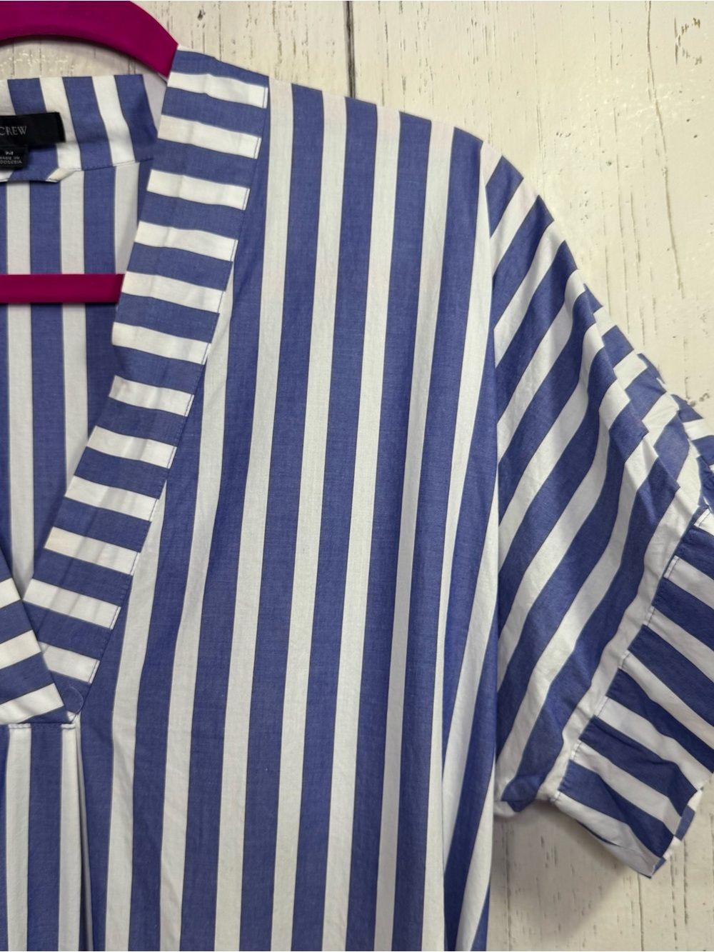 J.Crew Blue White Stripe Cotton Poplin Maxi Dress Belted Coastal Preppy Nautical - Picture 4 of 16